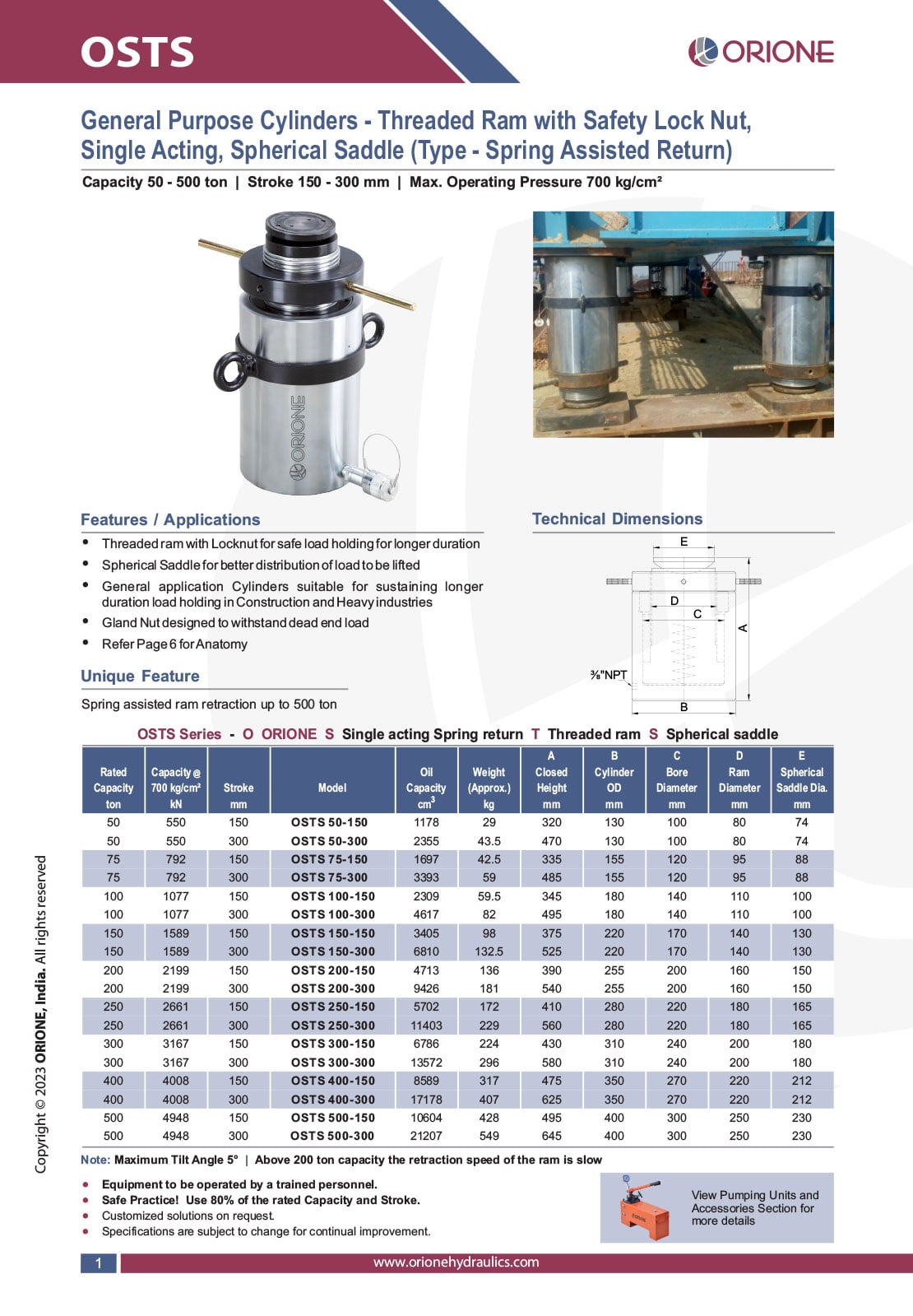 Hydraulic Cylinders - Orione Hydraulics