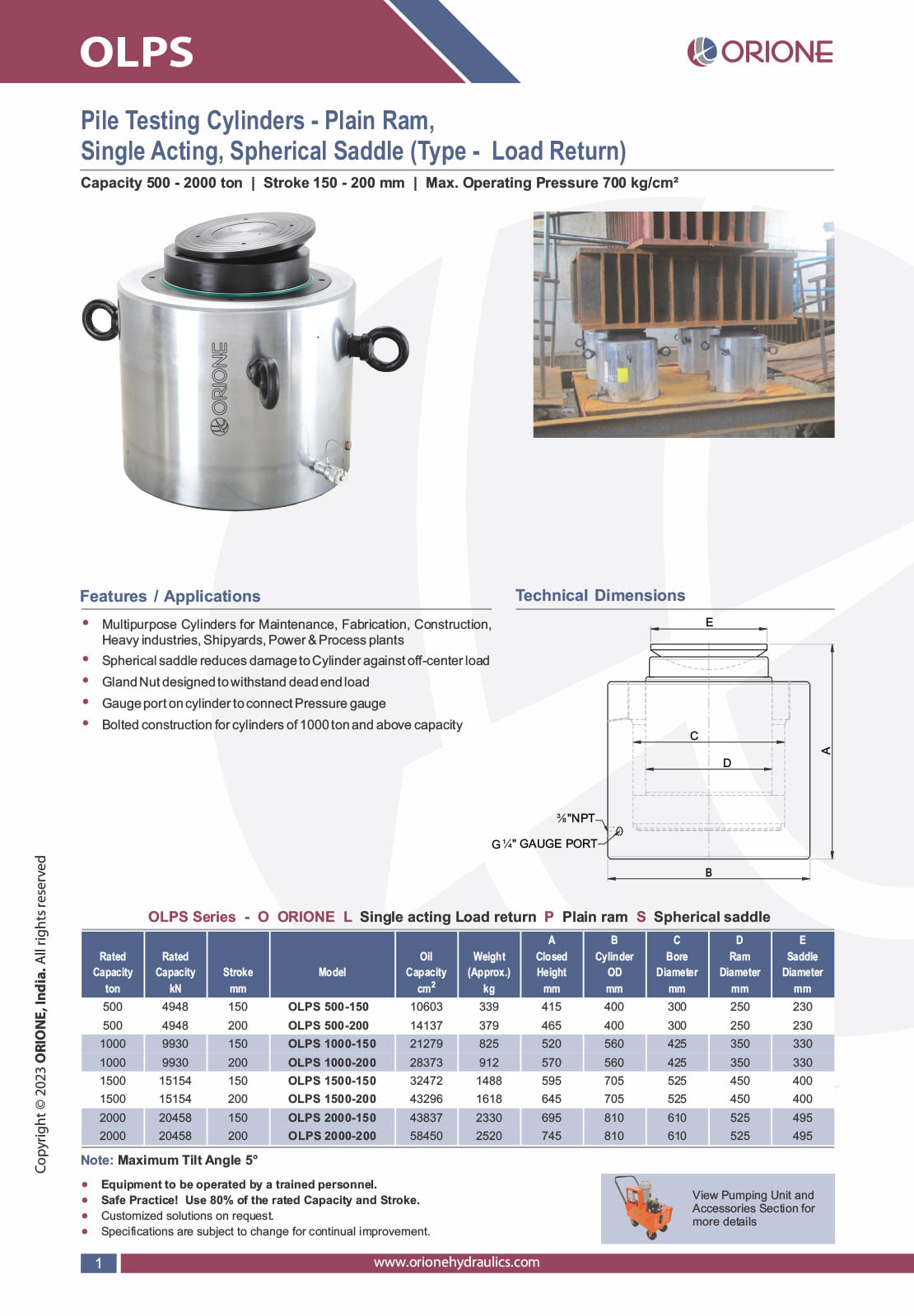 Equipment for Construction :: Orione Hydraulics Pvt Ltd